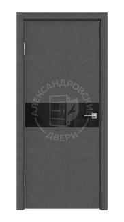 Межкомнатная дверь ALUM 11 (Бетон темный, Лакобель черный)